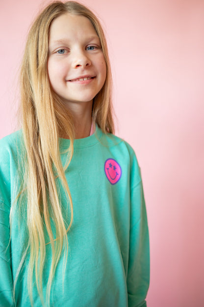 XOXO by Magpies Anything is Possible Smiley Sweatshirt | Aqua