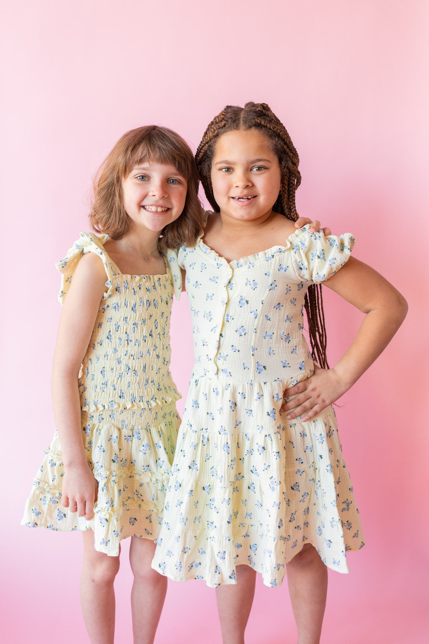 Rose Button Front Gauze Dress | Yellow