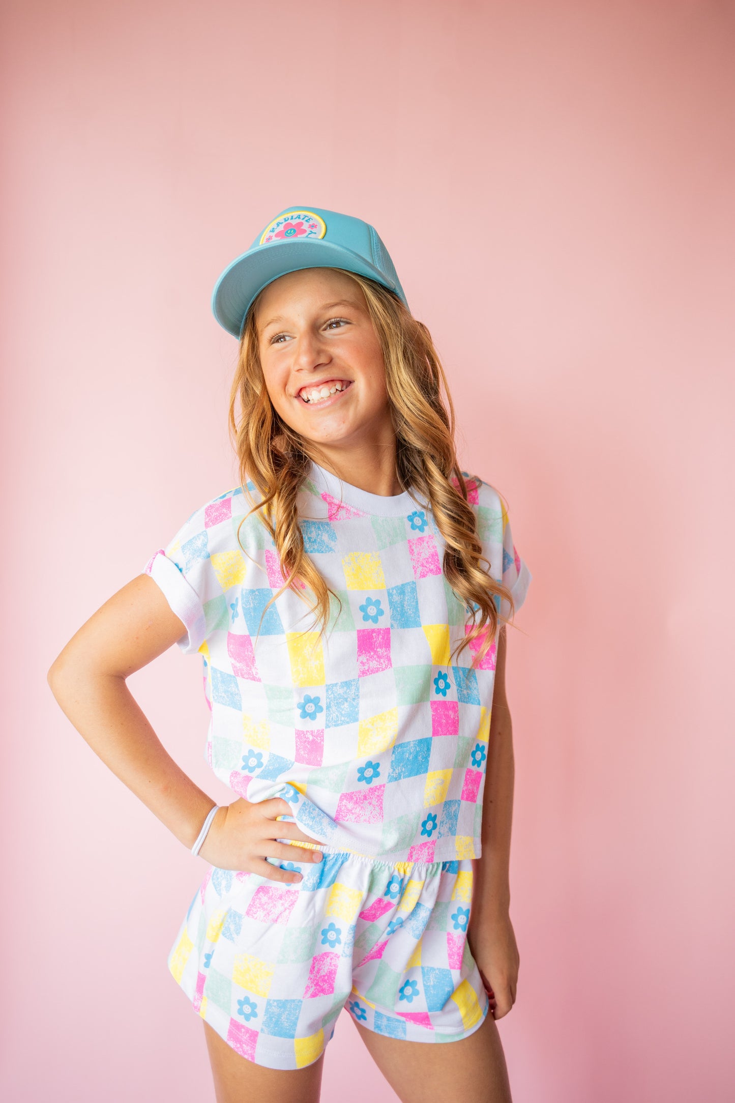 XOXO by Magpies All Over Checker French Terry Short