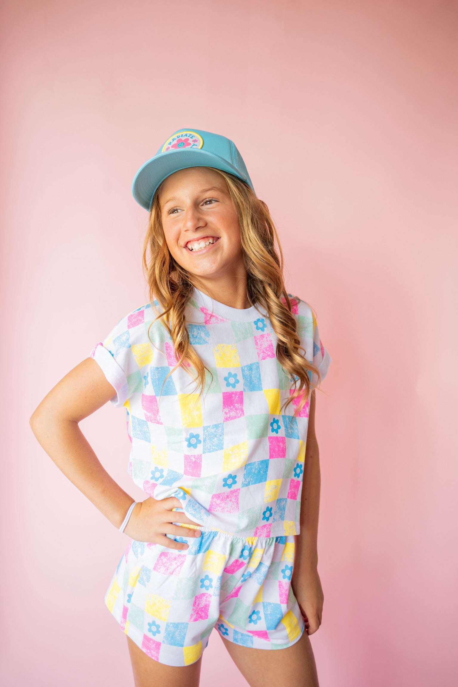 XOXO by Magpies All Over Checker French Terry Short