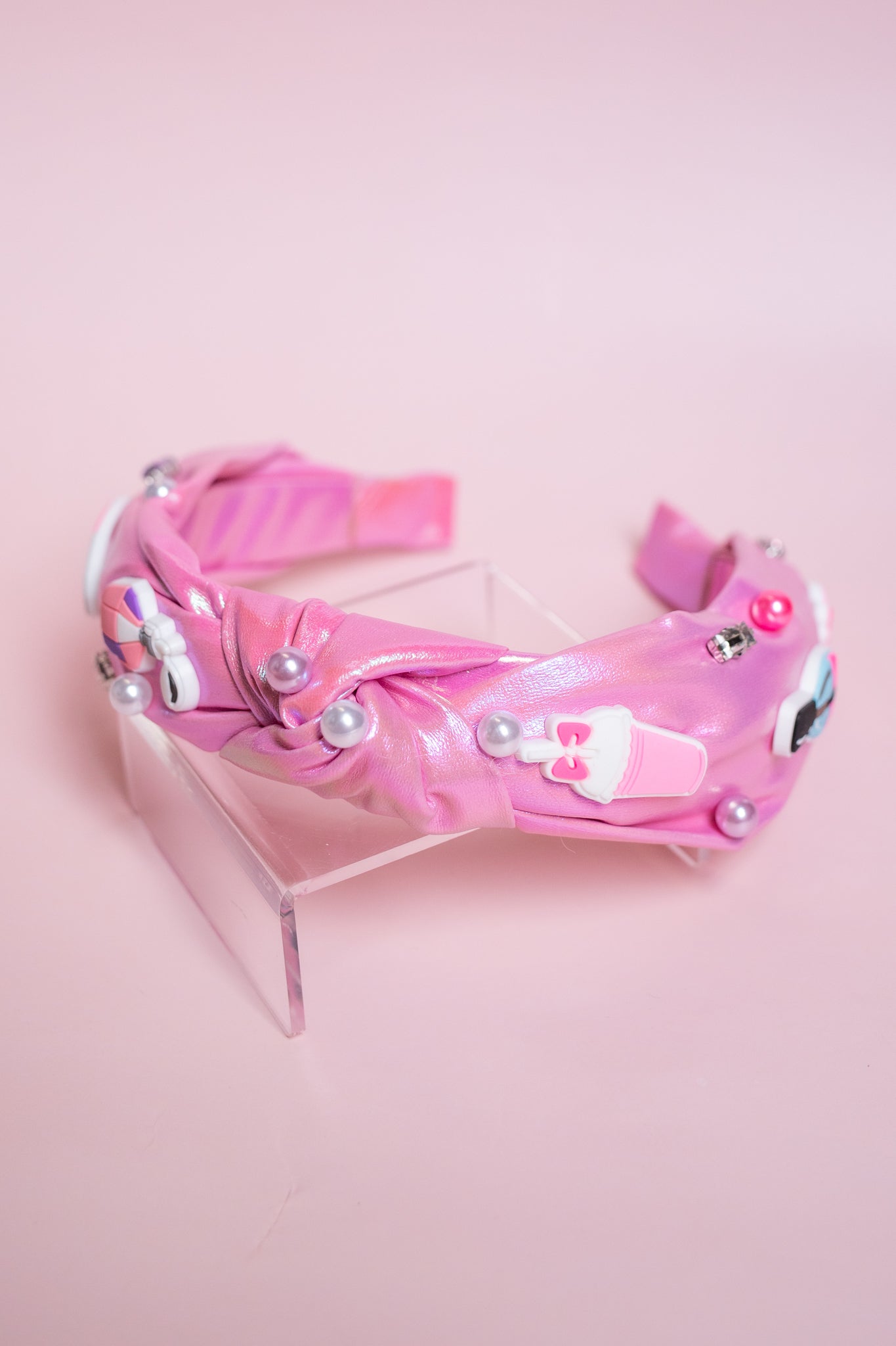 Iridescent Beauty Charm Knot Headband | Pink