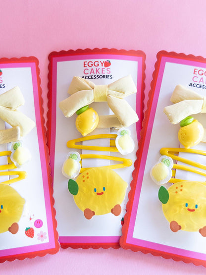 Lemon Puffy Bow Set