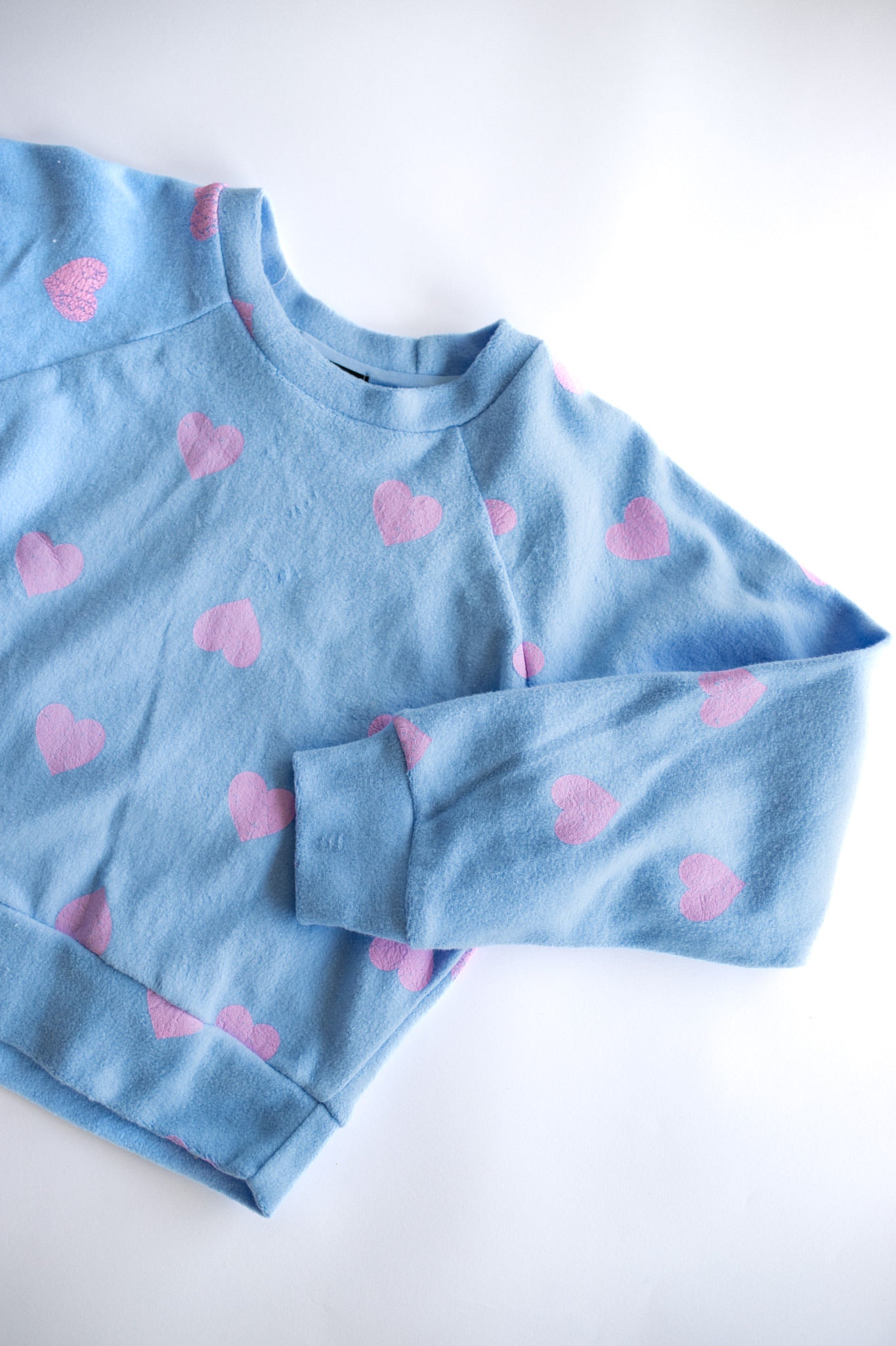 Blue Reverse Sweatshirt with Hearts