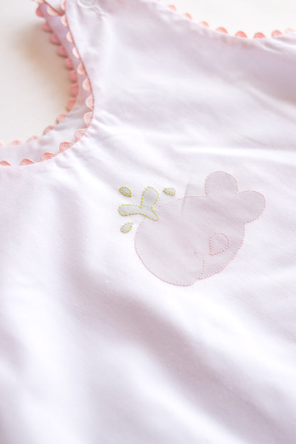 Whale Embroidered Sleeveless Bubble | White + Pink