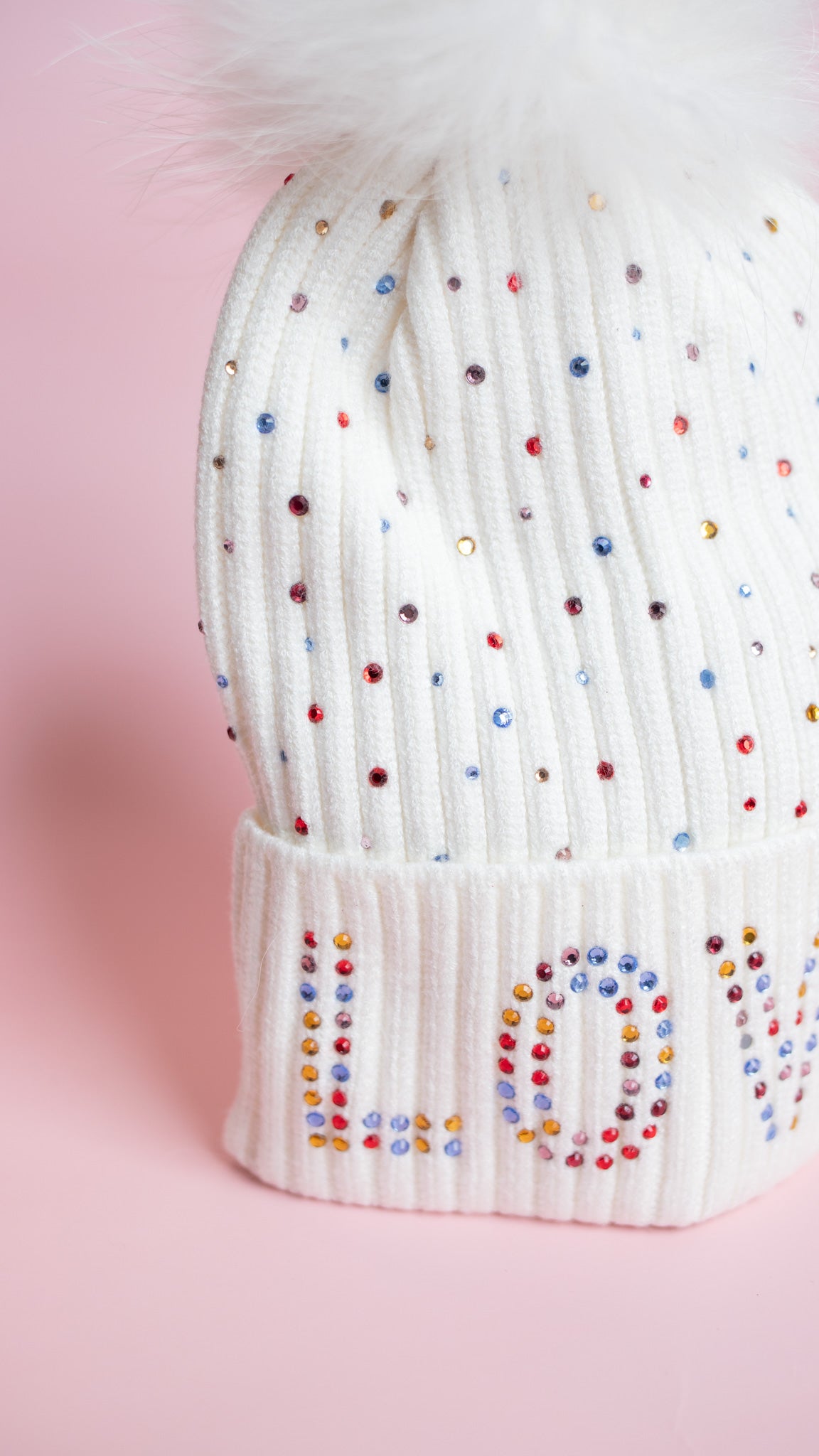 Love Crystal Beanie | White