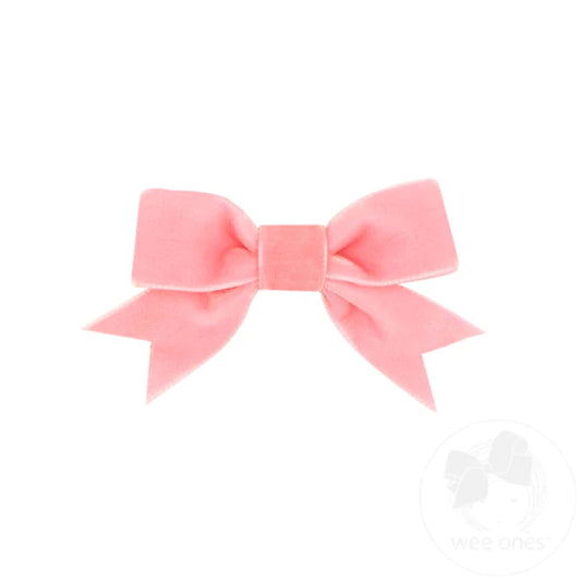 Mini Velvet Bowtie Bow | Blush