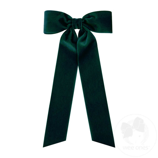 Medium Velvet Long Bow | Forest Green
