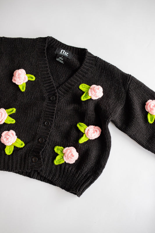 Knit Cardigan | Black Rose