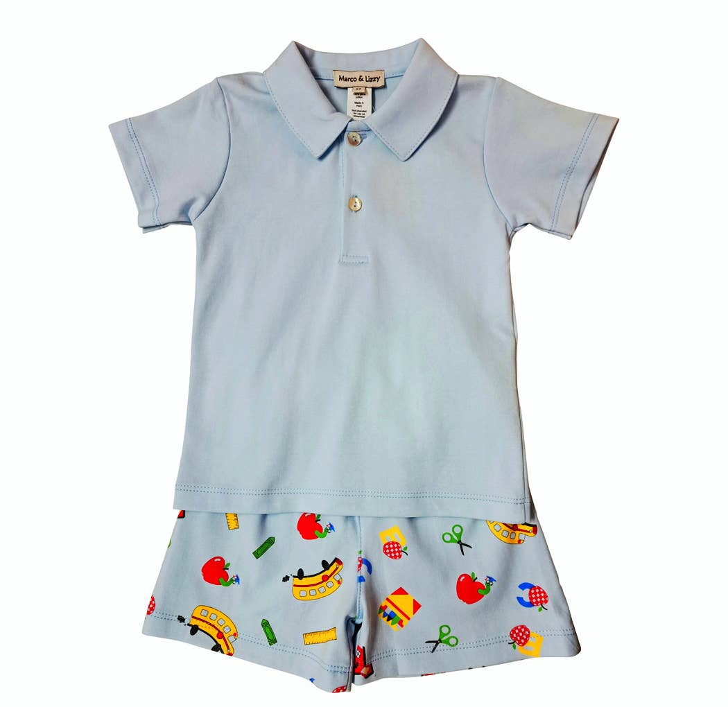 Back To School Boy Polo Short Set Pima Cotton