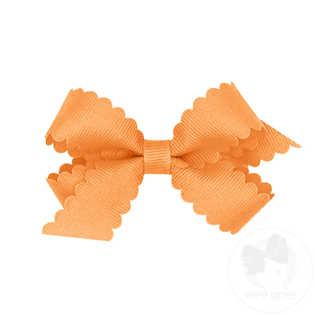 Mini Grosgrain Scalloped Edge Girls Hair Bow | Ginger