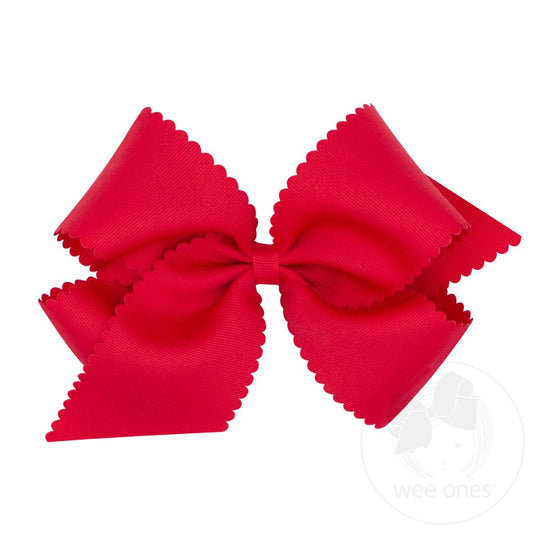 King Scallop Edge Grosgrain Hair Bow | Red