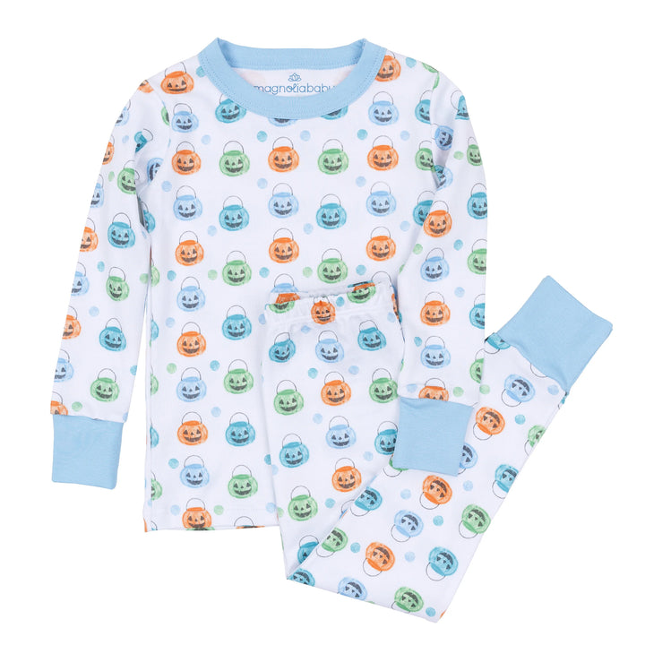 Pumpkin Party Long Pajamas | Light Blue