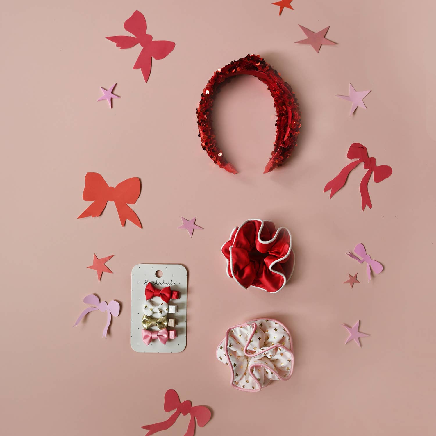 Sequin Velvet Headband - Red