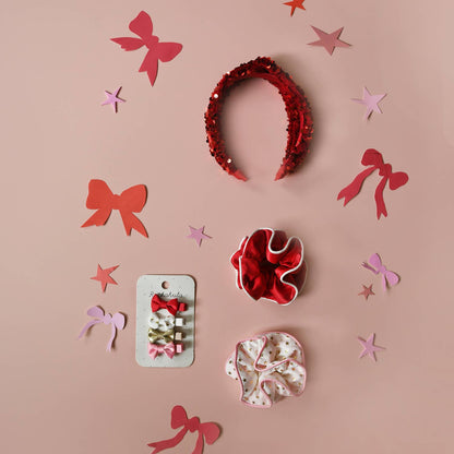 Sequin Velvet Headband - Red