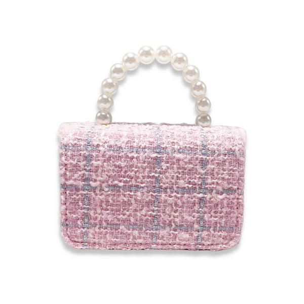 Fur Trim Tweed Purse | Pink