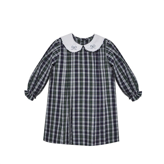 Navy Plaid Cayden Dress | Bows