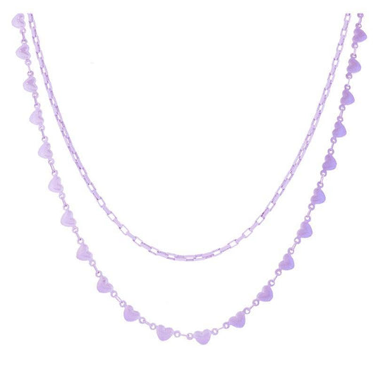 2 Strand Chain Necklace | Lavender