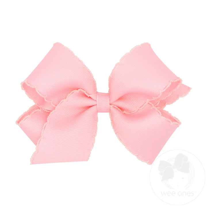Medium Monotone Moonstitch Grosgrain Bow | Light Pink