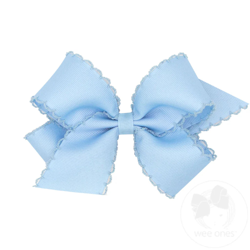 Medium Monotone Moonstitch Grosgrain Bow | Millennium Blue
