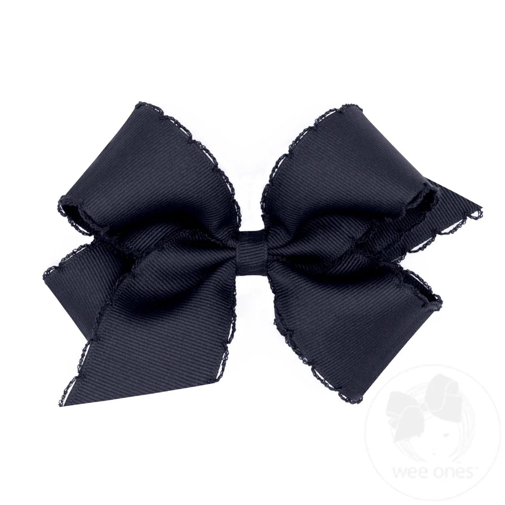 Medium Monotone Moonstitch Grosgrain Bow | Navy