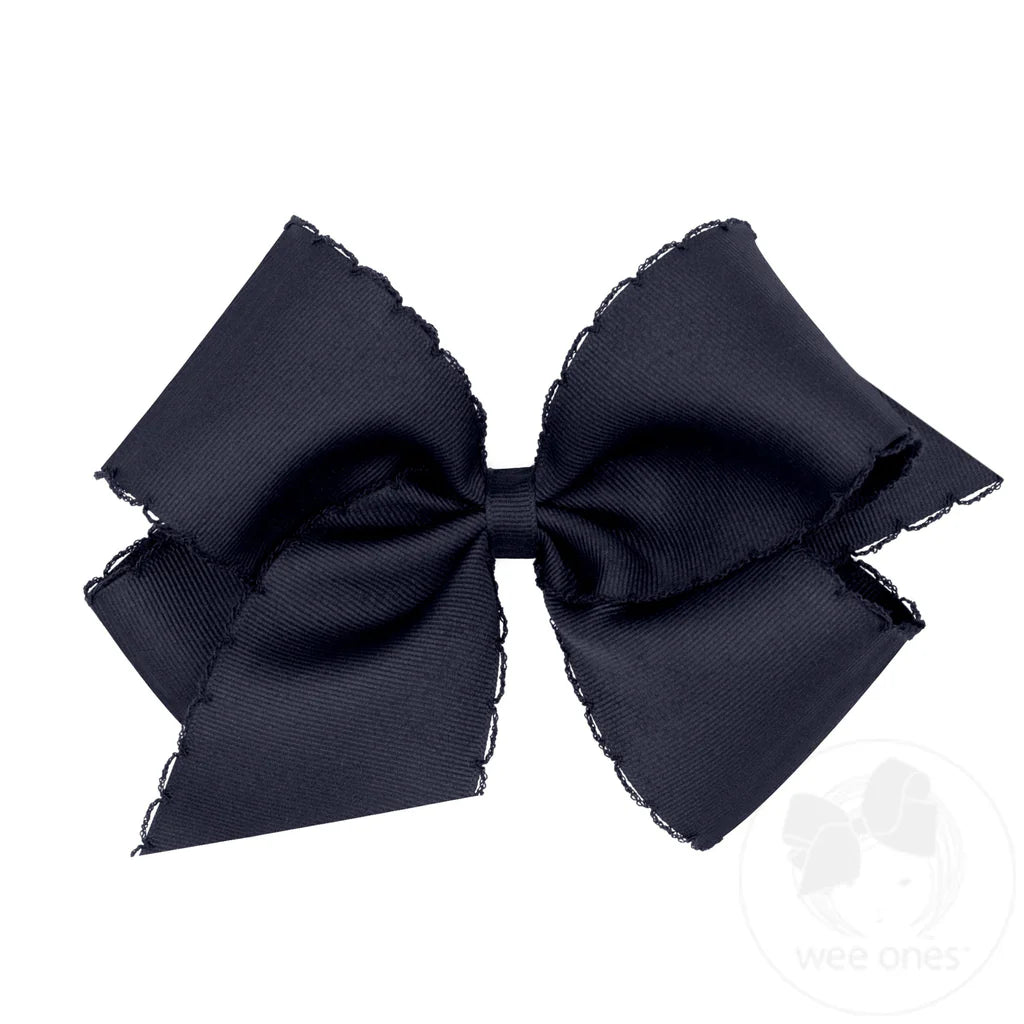 King Monotone Moonstitch Grosgrain Bow | Navy