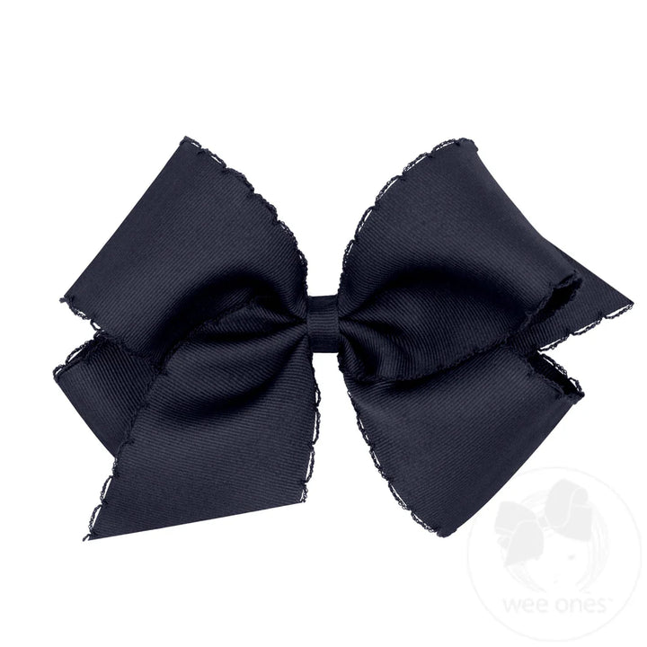 King Monotone Moonstitch Grosgrain Bow | Navy