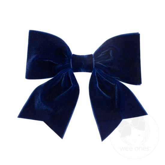 Small King Plush Velvet Bowtie With Tails, Navy