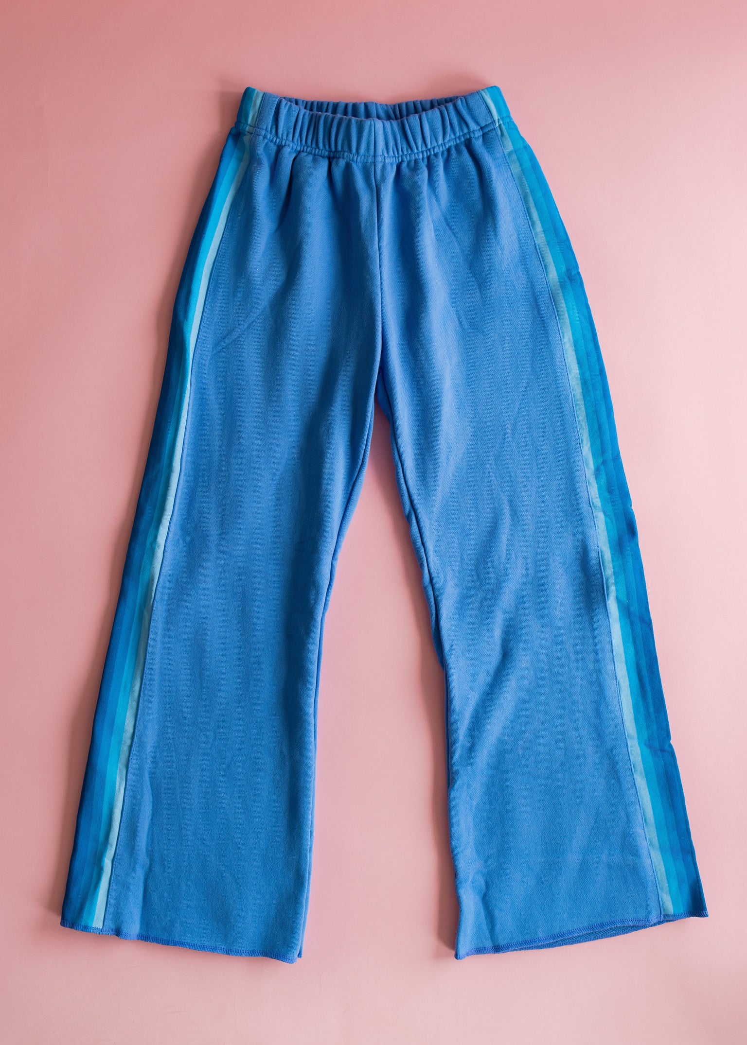 Wide Leg Sweatpant | Malibu Blue with Stripes