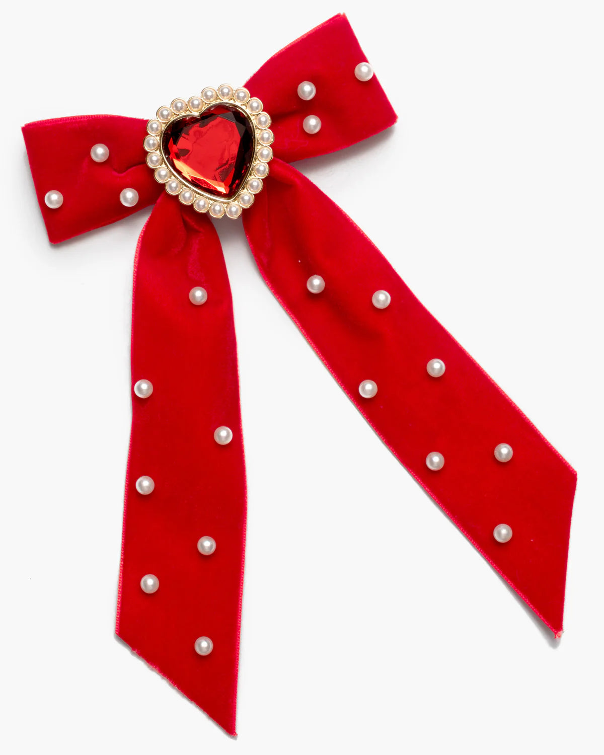 Ruby Red Jeweled Hair Bow