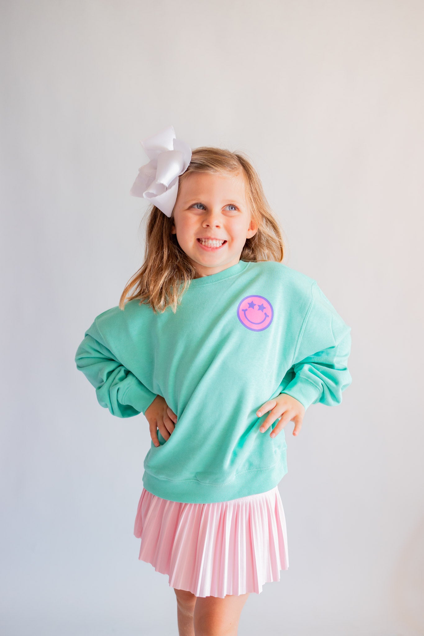 XOXO by Magpies Anything is Possible Smiley Sweatshirt | Aqua