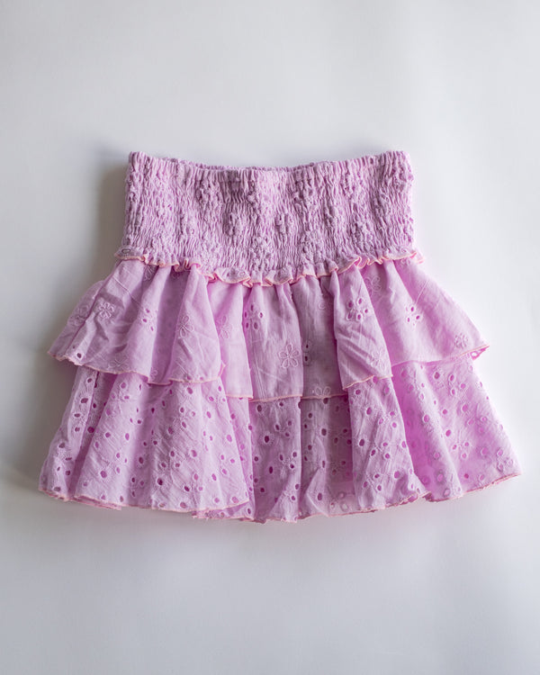 Pink Eyelet Smocked Skirt