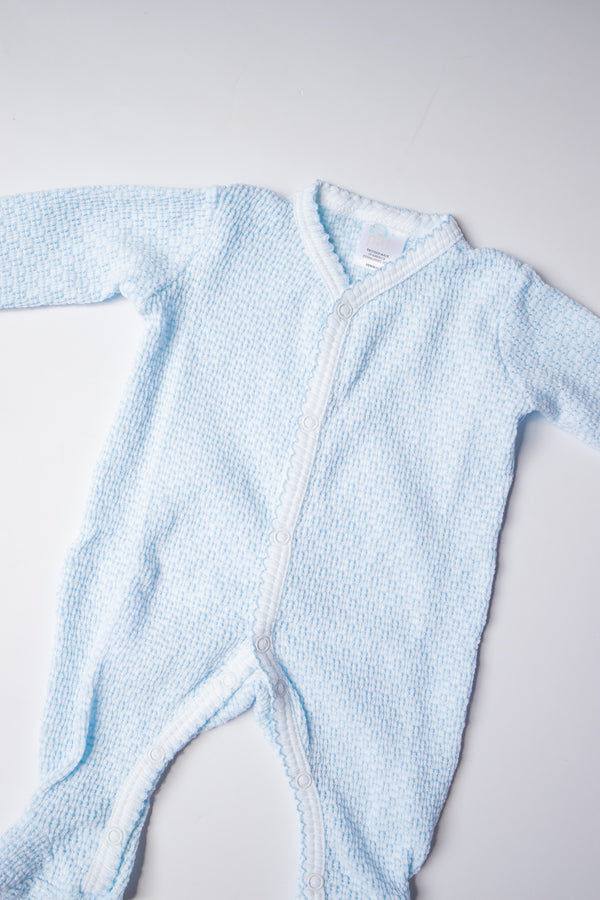 Blue Knit Footie