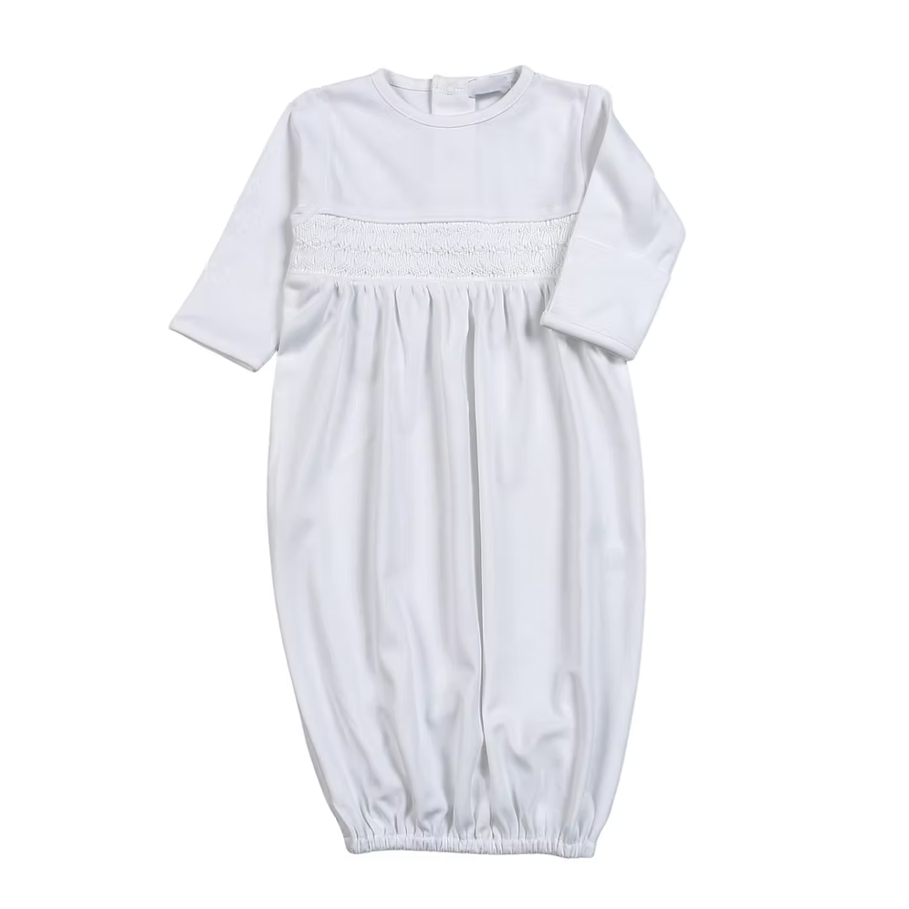 White Hand Smocked Pima Gown