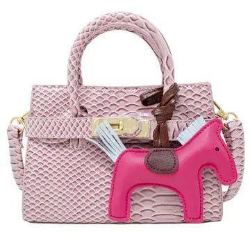 Crocodile Pony Handbag | Light Pink