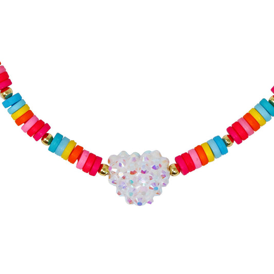 Rainbow Jeweled Heart Necklace