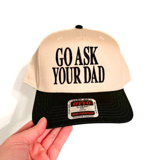 Go Ask Your Dad Women's Vintage Embroidered Hat | Hunter Green/Khaki