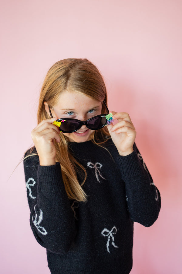All Over Bow Sweater | Black + White