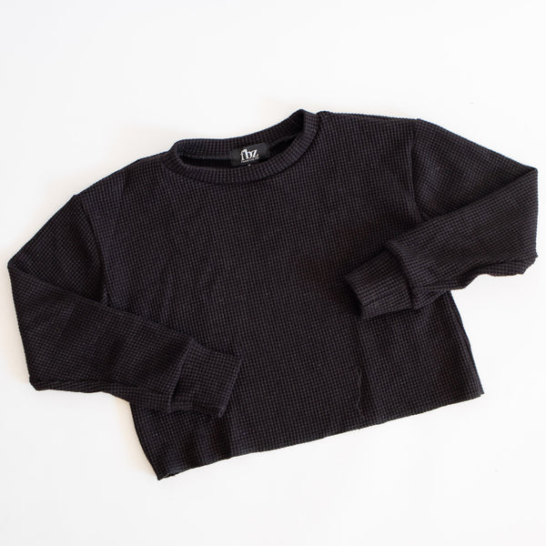 Sparkle Waffle Sweatshirt | Black