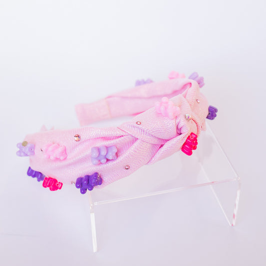 Gummy Bear Shimmer Charm Knot Headband | Pink