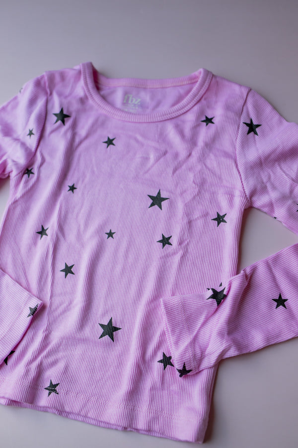 Mini Star Long Sleeve Tee | Pink