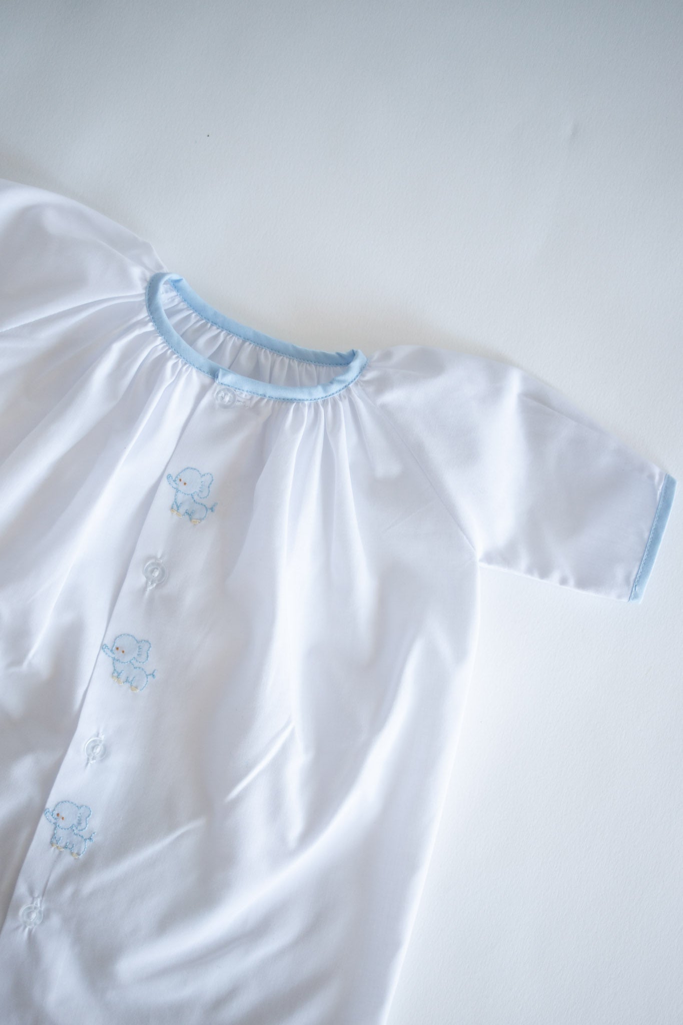 Blue Trim Daygown | Elephants