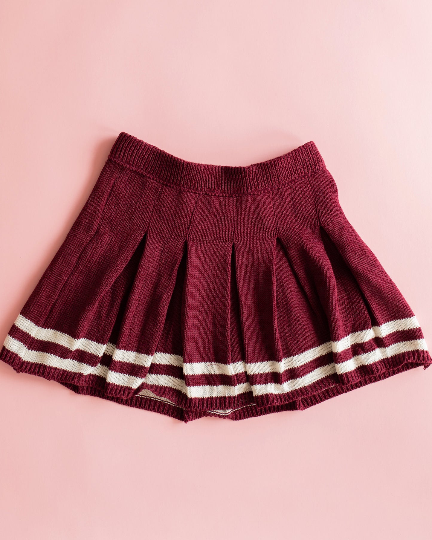 Knit Pleated Mini Skirt | Maroon