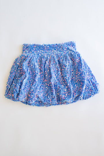 Velvet Sequin Bubble Skirt | Blue