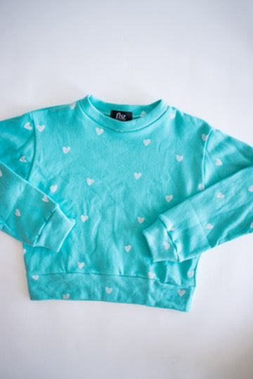 Neon Blue with White Hearts Sweatshirt