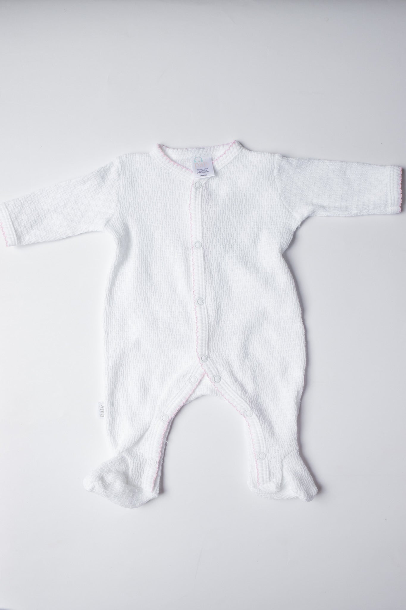 White Knit Footie With Trim Options