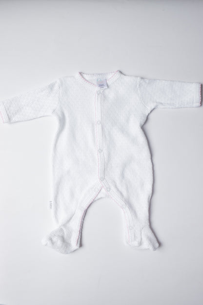 White Knit Footie With Trim Options
