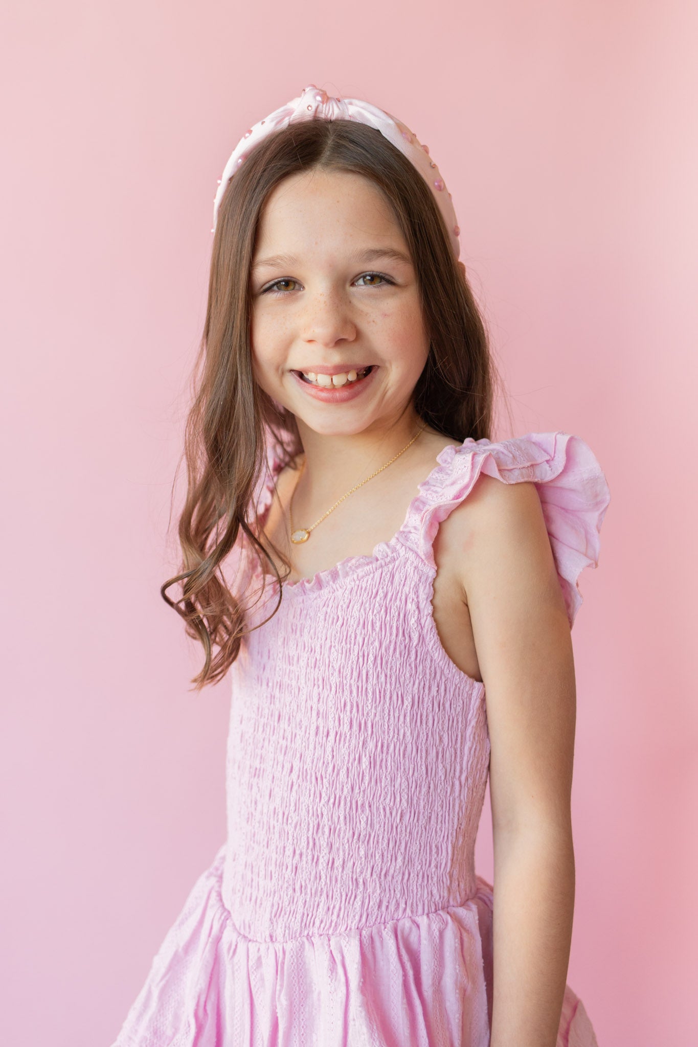 Flutter Smock Top Tiered Dress | Light Pink