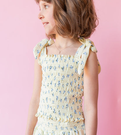 Rose Smocked Gauze Top | Yellow