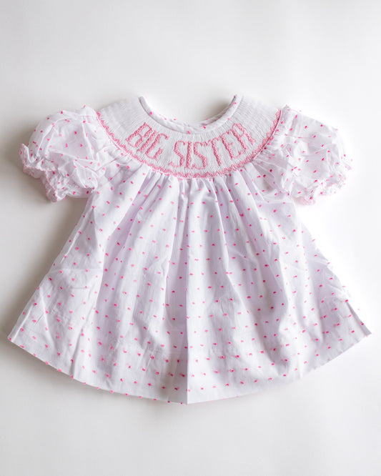 Big Sister Dress | Pink Swiss Dot