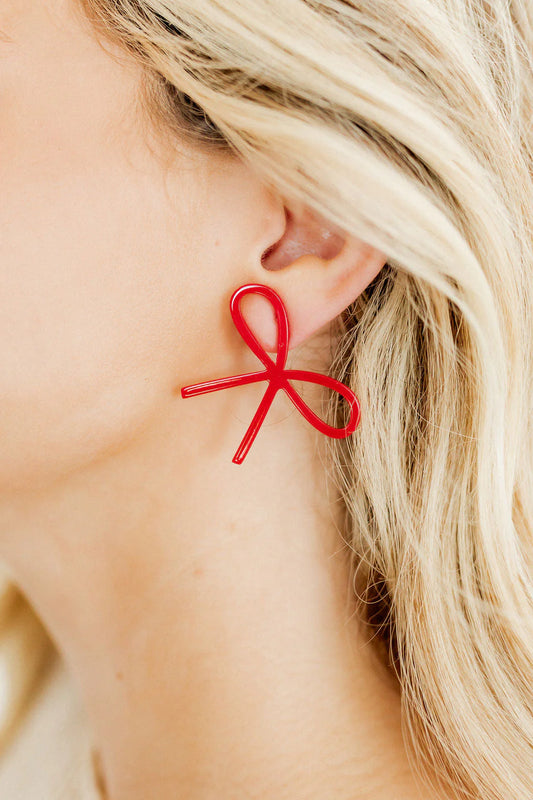 Lola Bow Earrings | True Red